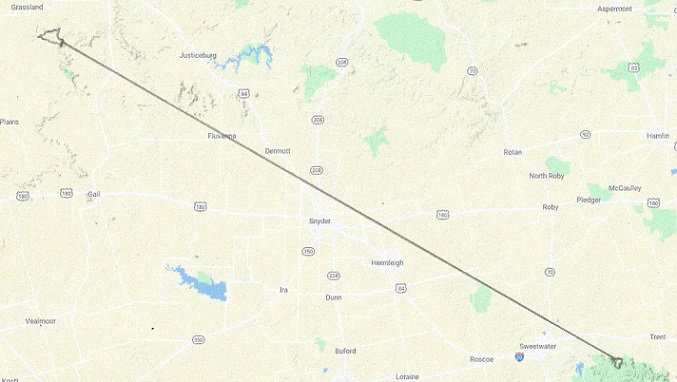 The Transcontinental Aqueduct. Leg 5: East of Sweetwater dam (to be constructed) to Grassland Canyon Lake (to be made), a distance of 50&nbsp;miles.